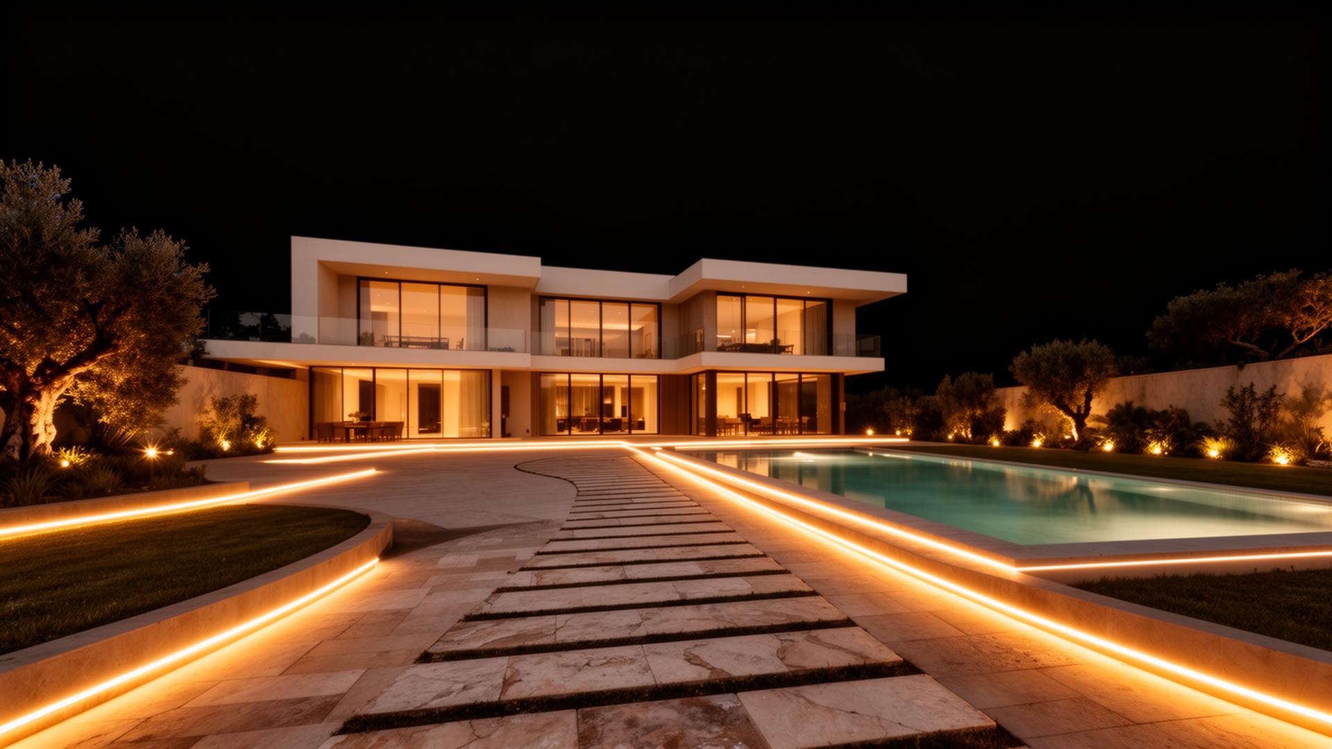 Luxury home illuminated with warm Zylo LED lighting